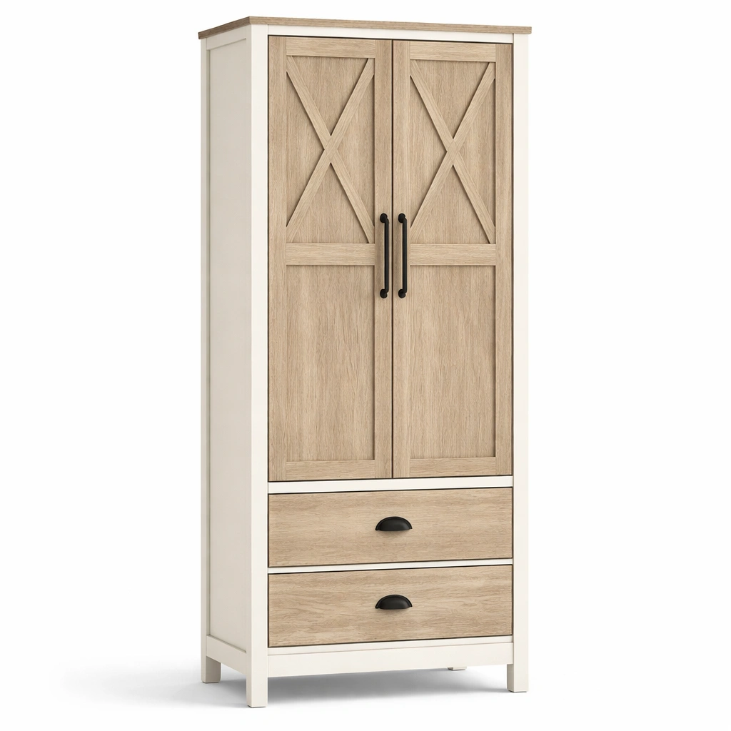 Kleiderschrank im Landhausstil mit Schubladen und Tueren-Domvyn